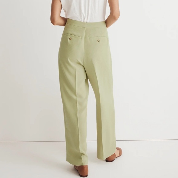New Madewell Green Bleached Olive The Rosedale High-Rise Straight Pant in Crepe - Picture 3 of 6